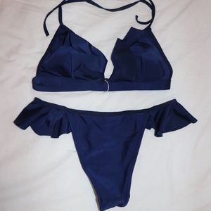 Navy Ruffle Bikini